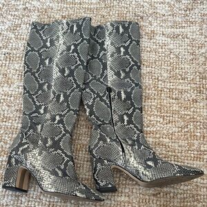 Sam Edelman Gray Snakeskin Heeled Boots